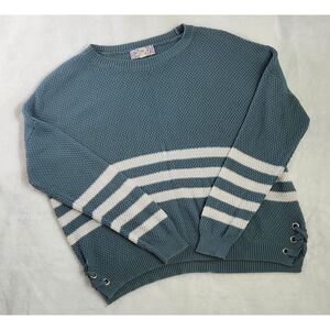 dark teal/white striped sweater